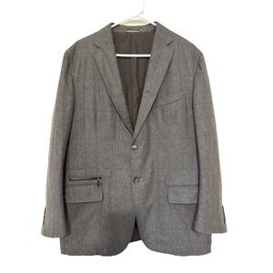 Ermenegildo Zegna -‎ Su Misura Wool Jacket Size 7-54R Grey Brown